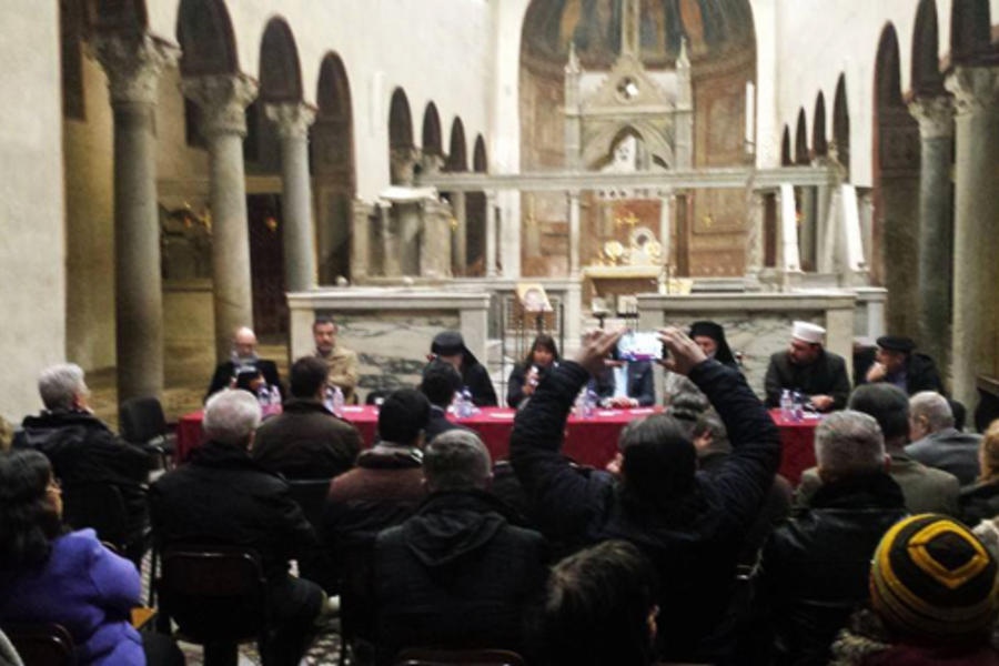 Inauguración Muestra "Libertad o Terrorismo" - Mesa Debate (5 Feb. 2014 - Basílica Santa María in Cosmedin, Roma)